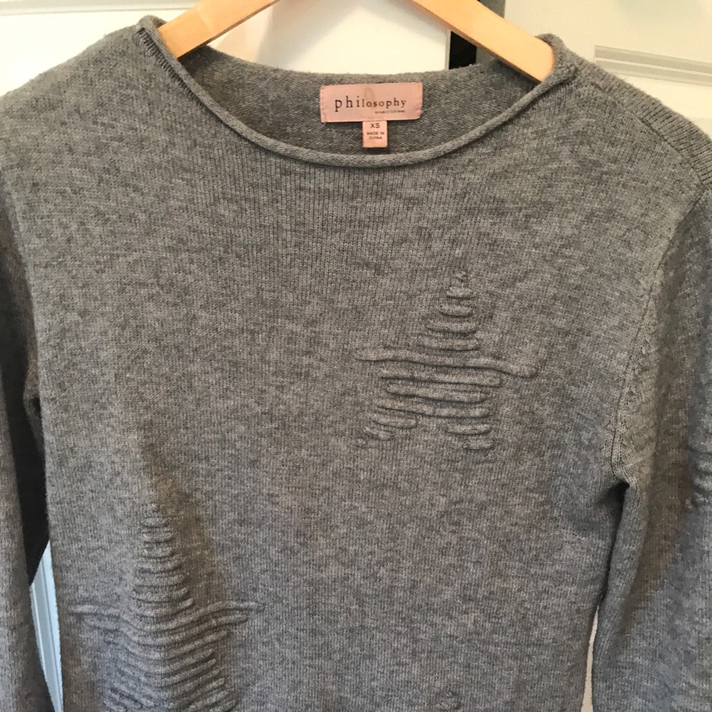 Philosophy gray sweater with stars